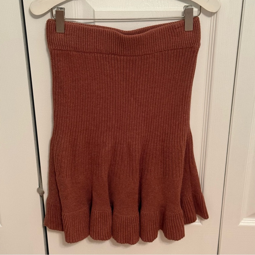 Free People Solid Gold Tan Rib Knit Skirt - Picture 3 of 4